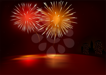 Royalty Free Clipart Image of a Fireworks Display