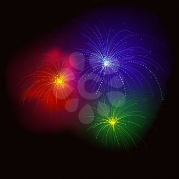 Royalty Free Clipart Image of Fireworks in a Night Sky