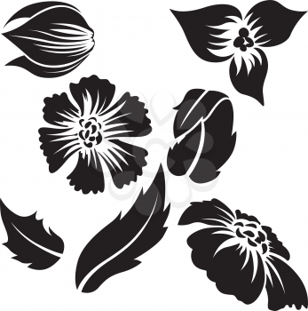 Royalty Free Clipart Image of Flower and Leaf Elements