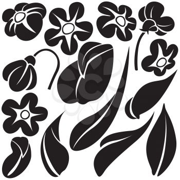 Royalty Free Clipart Image of a Collection of Flower and Leaf Images