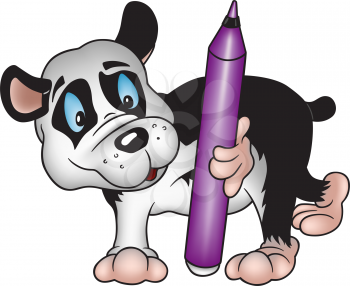 Royalty Free Clipart Image of a Giant Panda With a Marker