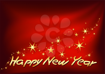 Royalty Free Clipart Image of a Happy New Year Greeting With Stars