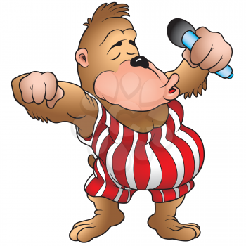 Royalty Free Clipart Image of a Gorilla With a Microphone