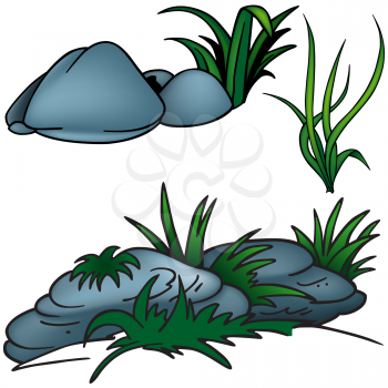 Royalty Free Clipart Image of Grass and Stones