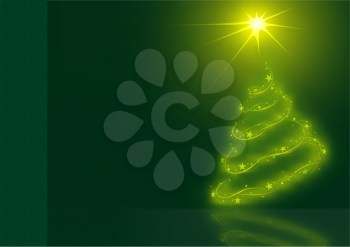 Royalty Free Clipart Image of a Christmas Tree on a Green Background