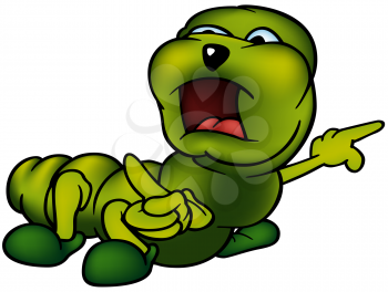 Royalty Free Clipart Image of a Green Worm