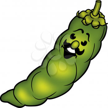 Royalty Free Clipart Image of a Green Pea Pod