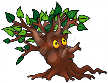 Royalty Free Clipart Image of a Surprised Tree