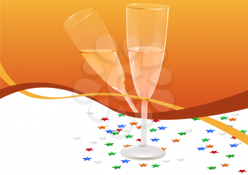 Royalty Free Clipart Image of Two Champagne Flutes