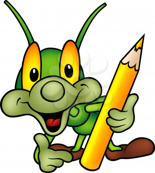 Royalty Free Clipart Image of a Bug With a Pencil