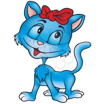 Royalty Free Clipart Image of a Blue Kitten