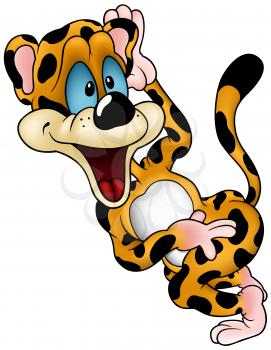 Royalty Free Clipart Image of a Laughing Leopard