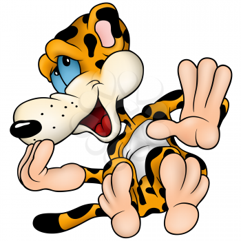 Royalty Free Clipart Image of a Laughing Leopard