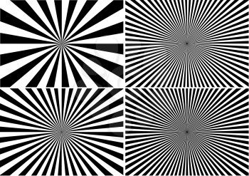 Royalty Free Clipart Image of Four Geometric Black and White Patterns