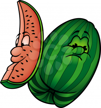 Royalty Free Clipart Image of a Melon and a Slice