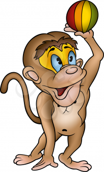 Royalty Free Clipart Image of a Monkey and a Ball