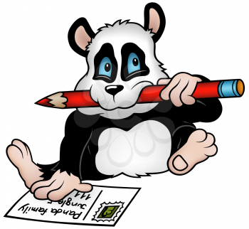 Royalty Free Clipart Image of a Panda With a Pencil