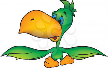 Royalty Free Clipart Image of a Green Parrot