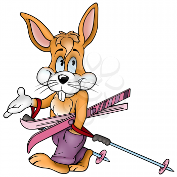 Royalty Free Clipart Image of a Rabbit Skier