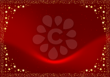 Royalty Free Clipart Image of a Gold Star Border on a Red Background