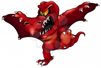Royalty Free Clipart Image of a Red Dragon
