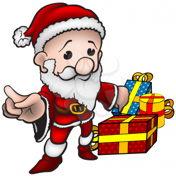 Royalty Free Clipart Image of Santa Claus With Presents