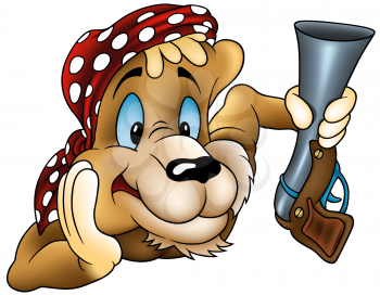 Royalty Free Clipart Image of a Lion Pirate