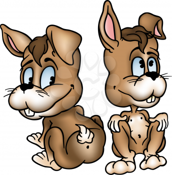 Royalty Free Clipart Image of Two Rabbits