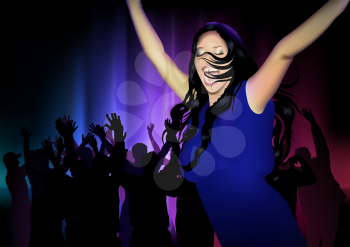 Royalty Free Clipart Image of a Girl at a Concert