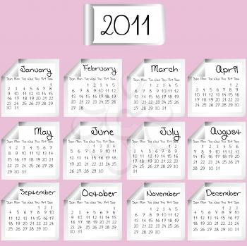 Royalty Free Clipart Image of a 2011 Calendar on Pink