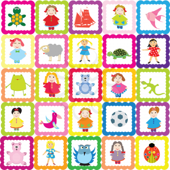 Royalty Free Clipart Image of a Background With Children's Toys