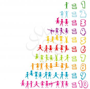 Royalty Free Clipart Image of Children With Numbers