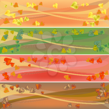 Royalty Free Clipart Image of a Four Horizontal Autumn Banners