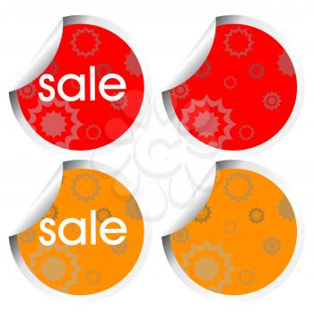 Royalty Free Clipart Image of a Set of Sale Stickers in Orange and Red