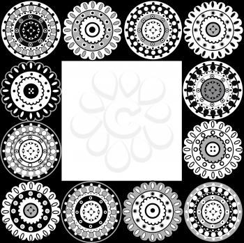 Royalty Free Clipart Image of a Frame With Doily Motifs
