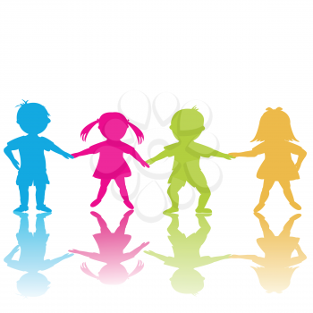Royalty Free Clipart Image of Children Holding Hands
