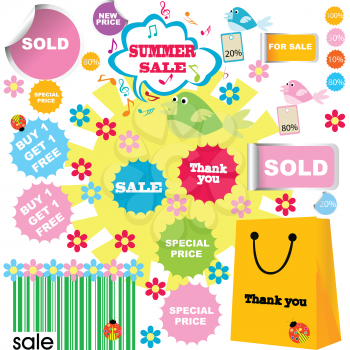 Royalty Free Clipart Image of Summer Sale Elements
