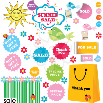 Royalty Free Clipart Image of Summer Sale Elements