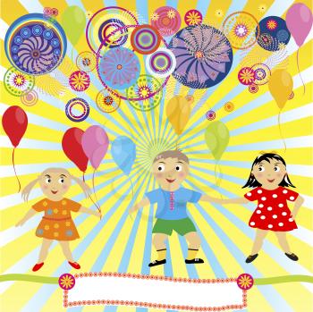 Royalty Free Clipart Image of a Kids Party Greeting