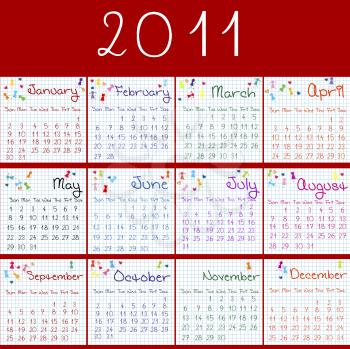Royalty Free Photo of a 2011 Calendar on Red