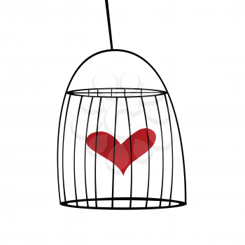 Abstract cage with red heart inside of it