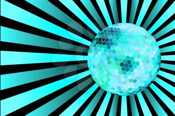 Blue discoball on disco background