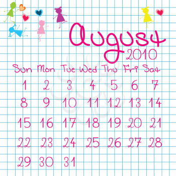 Royalty Free Clipart Image of an August Calendar