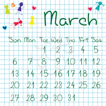 Royalty Free Photo of a March Calendar