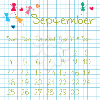 Royalty Free Clipart Image of a September Calendar