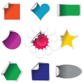 Different shapes of colored stickers