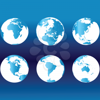 Earth globes in blue colors