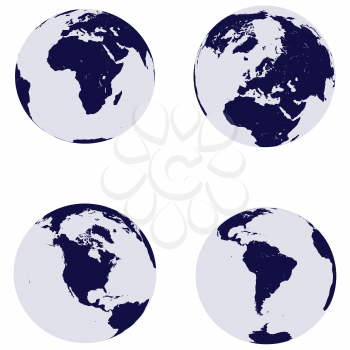Earth globes with continents