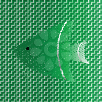 Abstract fish on green mosaic background