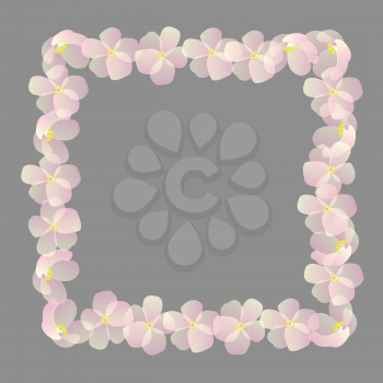 Frame with pink cherry flowers